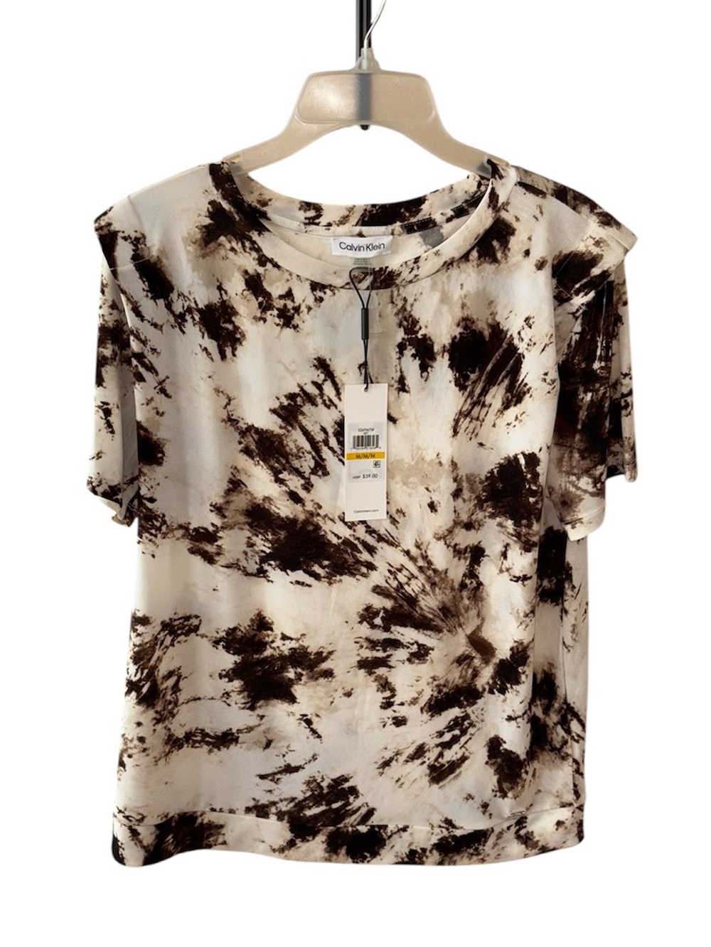 Calvin Klein White & Brown Tie Dye Shirt